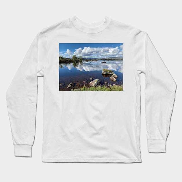 Lochan na h-Achlaise , a freshwater loch at  Black Mount in the Highlands of Scotland Long Sleeve T-Shirt by goldyart